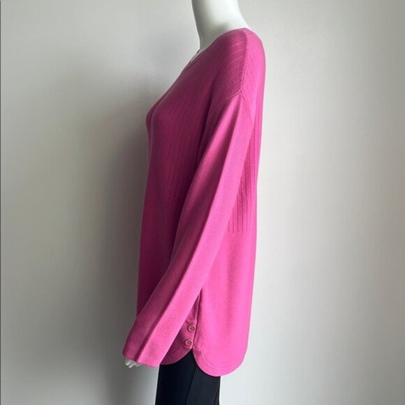 Talbots Button Detail Sweater Mixed Stitch in Pink - M - Picture 3 of 7